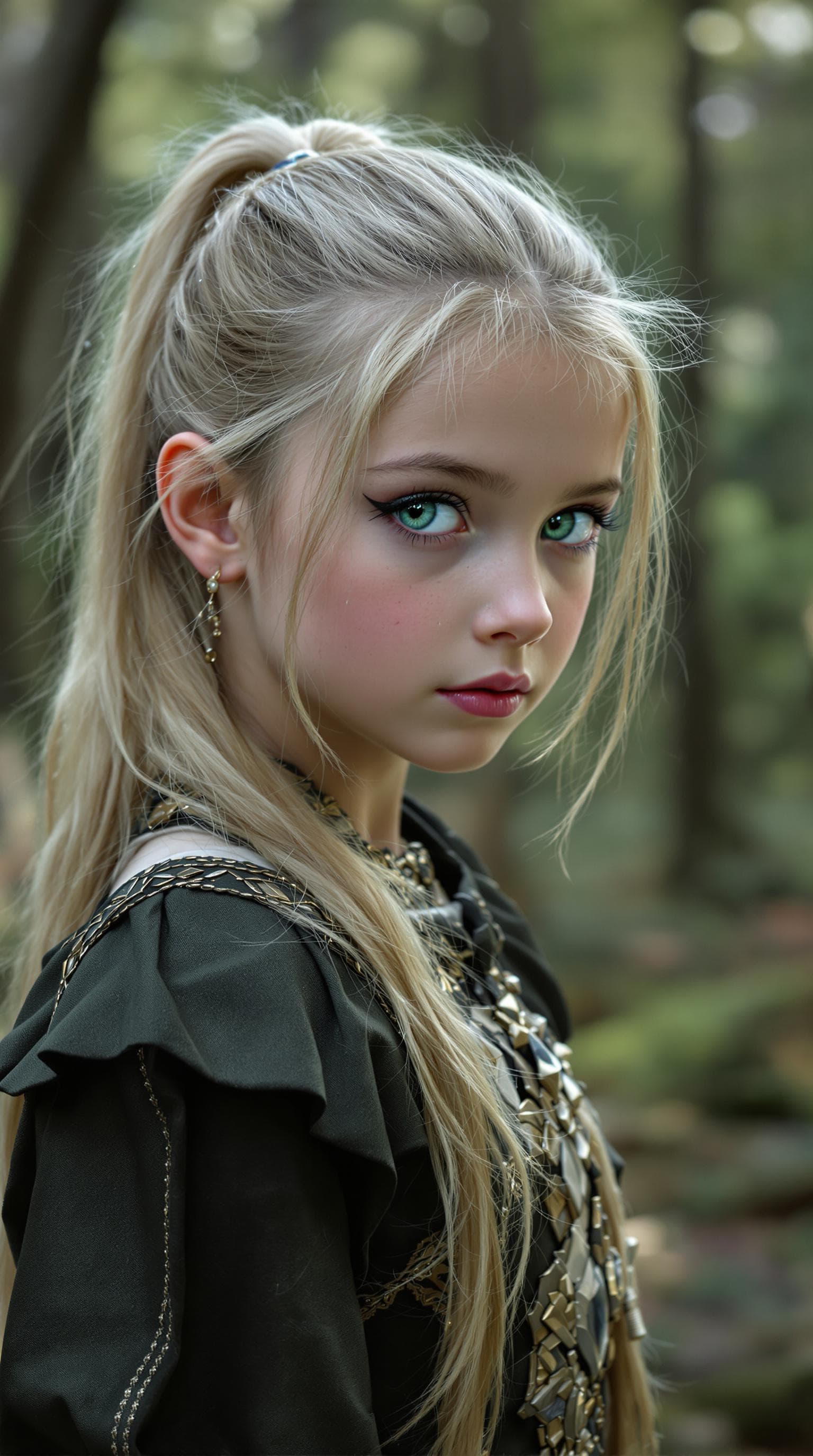 AI generated: A photo realistic of a exceptionally beautiful Ukrainian (age 7) girl (futuristic),(masterpiece), (r...