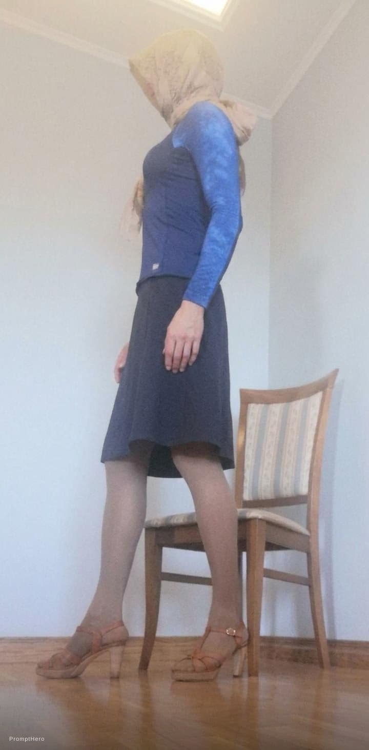 AI generated: Make a spine line of woman on picture more graciouse. Make her pose a bit more free and easy. 