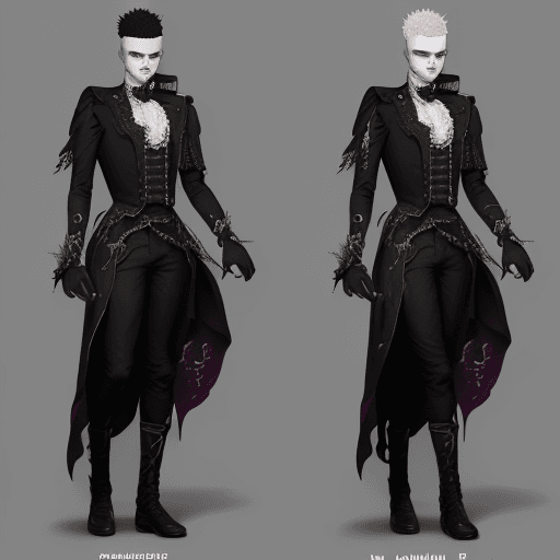 AI generated: riot character, character design, front and back sheet, black albinos young men in a Nouvelle Orléan...