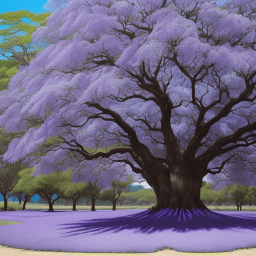AI generated: Compose a vivid and evocative piece centered around the enchanting beauty of the Blue Jacaranda (Jac...