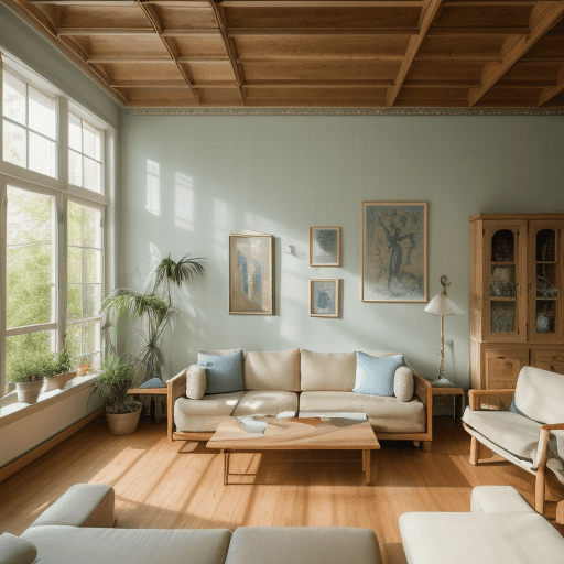AI generated: High resolution photography interior design, dreamy sunken living room conversation pit, wooden floo...