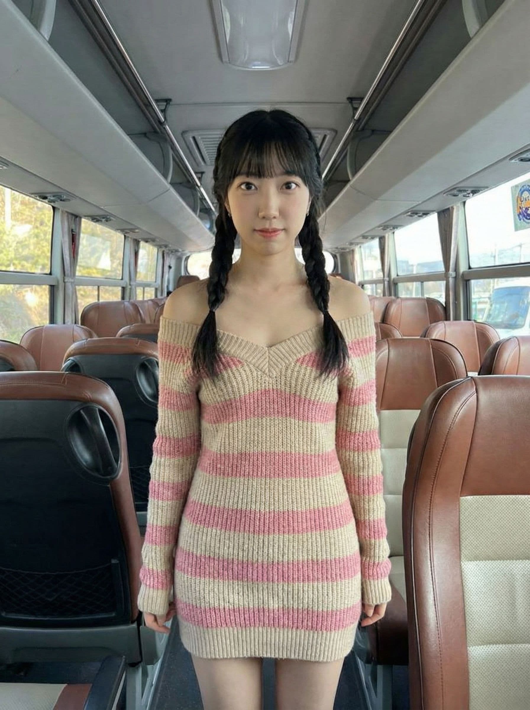 AI generated: Sole girl, front facing, knee shot, whole body, keep face,
Slender girl, braided twintail hair,
Beig...