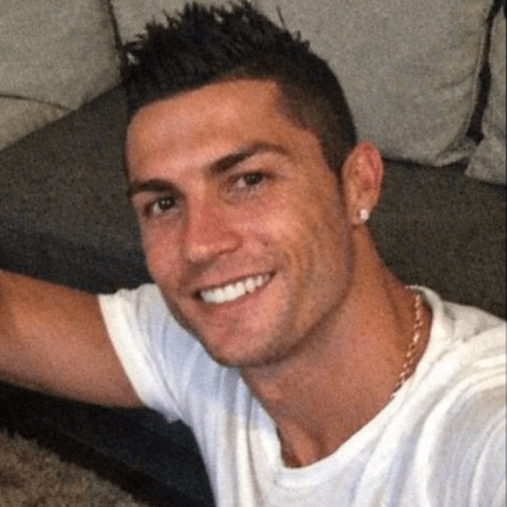 AI generated: Cristiano Ronaldo, posing, handsome, selfie, low quality