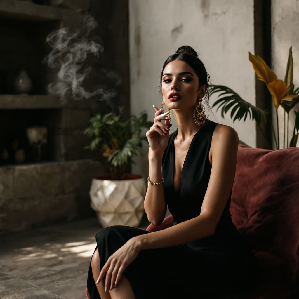 AI generated: A high-resolution editorial-style photo capturing a fierce, elegant woman with a vintage Vogue aesth...