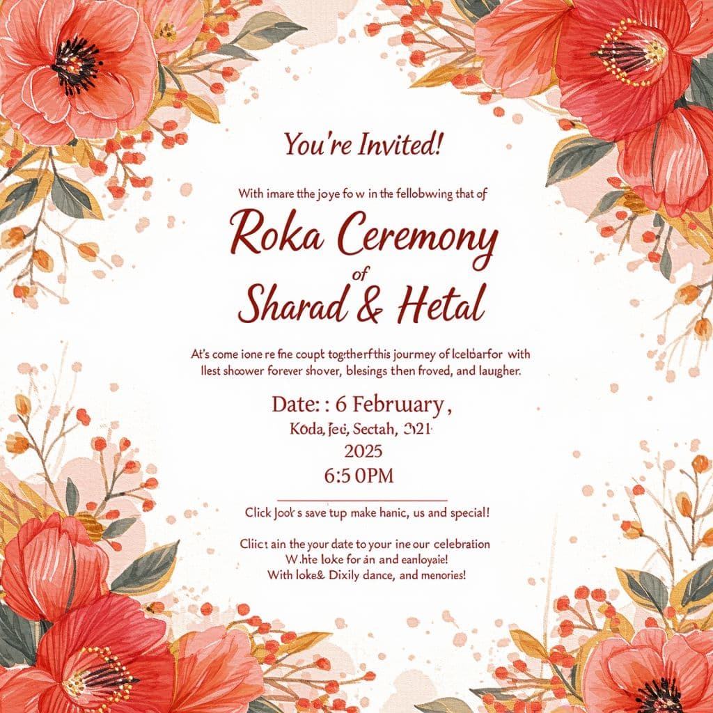AI generated: A wedding invite image with following details  in english, the invite image to have indian tradition...