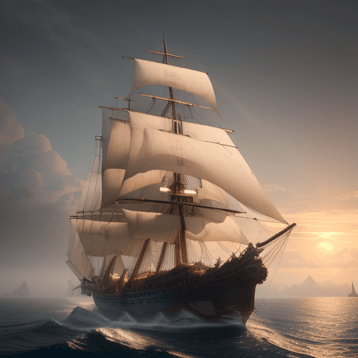 AI generated: Photo of a ultra realistic sailing ship, dramatic light, pale sunrise, cinematic lighting, battered,...