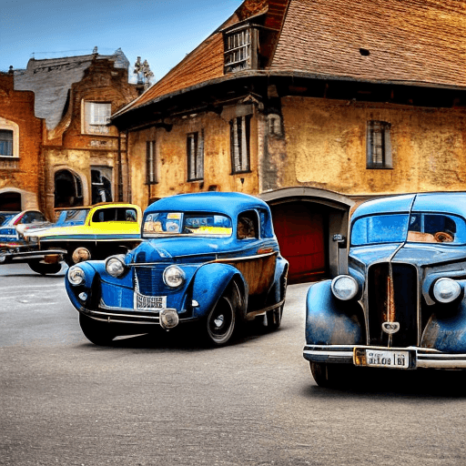 AI generated: Old cars corosed in the town