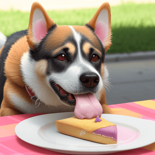 AI generated: perro comiendo pastel