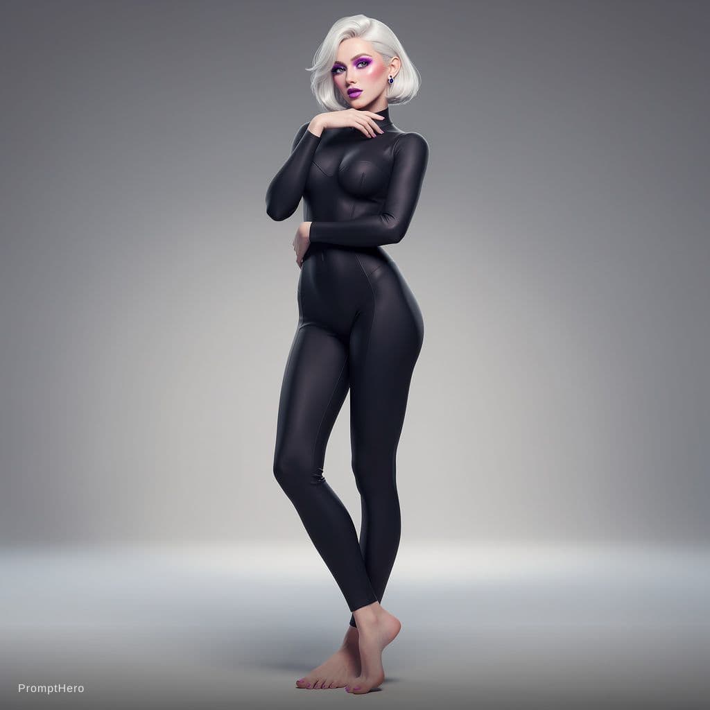 AI generated: 1girl, nude, seductive smile, seductive pose, posing, feet, tits, pussy, 3lt0n3l, FiveZan, short hai...