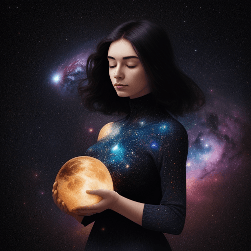 AI generated: woman holding the universe