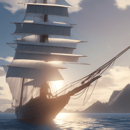 AI generated: Photo of a ultra realistic sailing ship, dramatic light, pale sunrise, cinematic lighting, battered,...