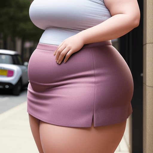 AI generated: Very large plus size lady in  mini skirt