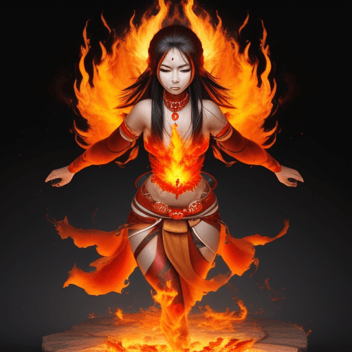 AI generated: Beautiful burning Fire Spirit Woman