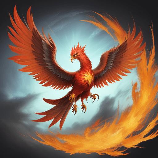 AI generated: rising phoenix with closed wings