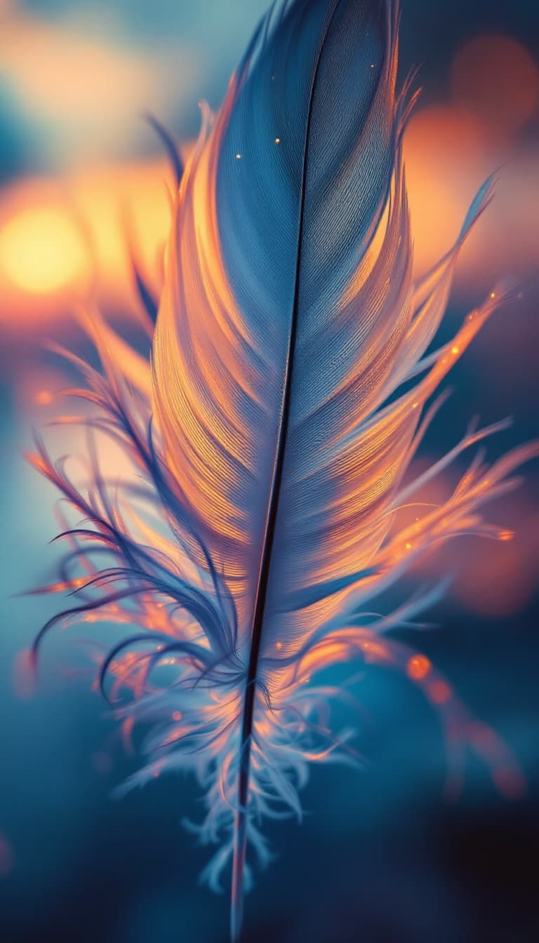 AI generated: Close up of a mesmerizing Female feather macro complex angles, portal to female avian realms, ethere...