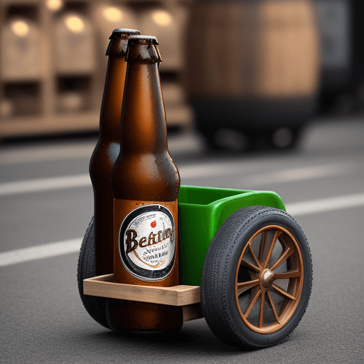AI generated: beer bottle on wheels
