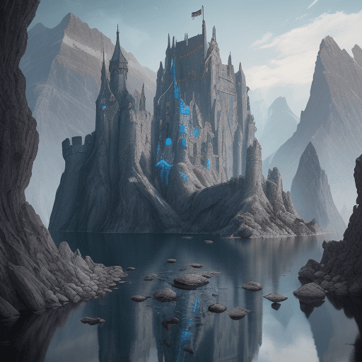 AI generated: a realistic sculpted castle and stone walls in the rocky mountains, in the style of gothic futurism,...