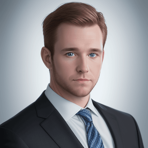 AI generated: 8k Linkedin professional photo of a white man in a suit with studio lighting, bokeh, corporate portr...