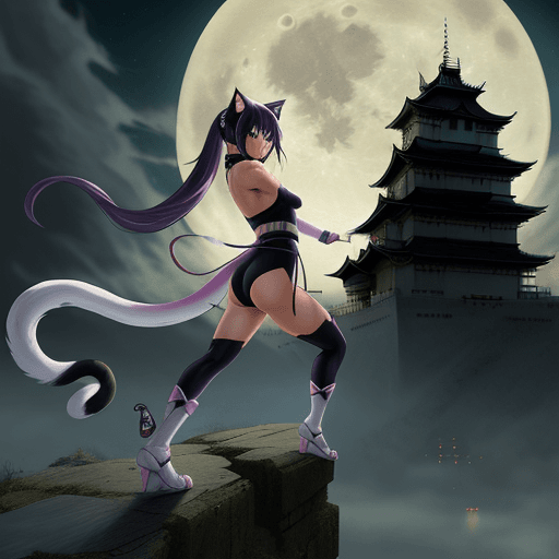 AI generated: cute kawaii cat dressed as ninja, anime style, in the style of comics, high definition, high resolut...