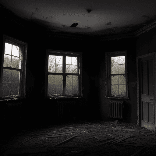 AI generated: Image of a dark, abandoned house
