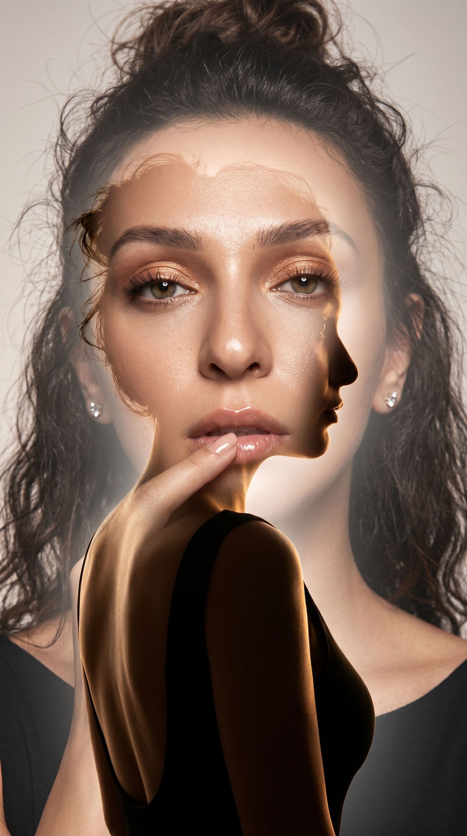 AI generated: {
  "subject_and_concept": {
    "subject": "Double exposure artistic portrait of a woman, featuring...