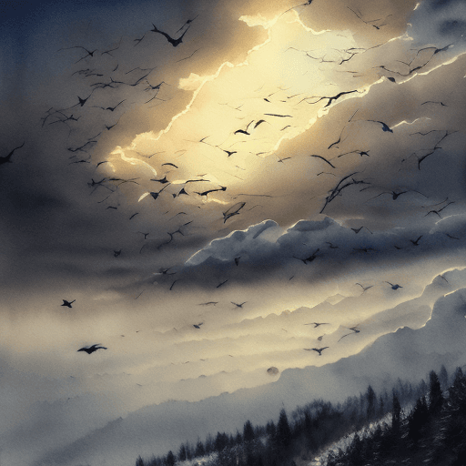 AI generated: Winter is here. The birds fall silent before natures light show, atmospheric and oppressive as the s...