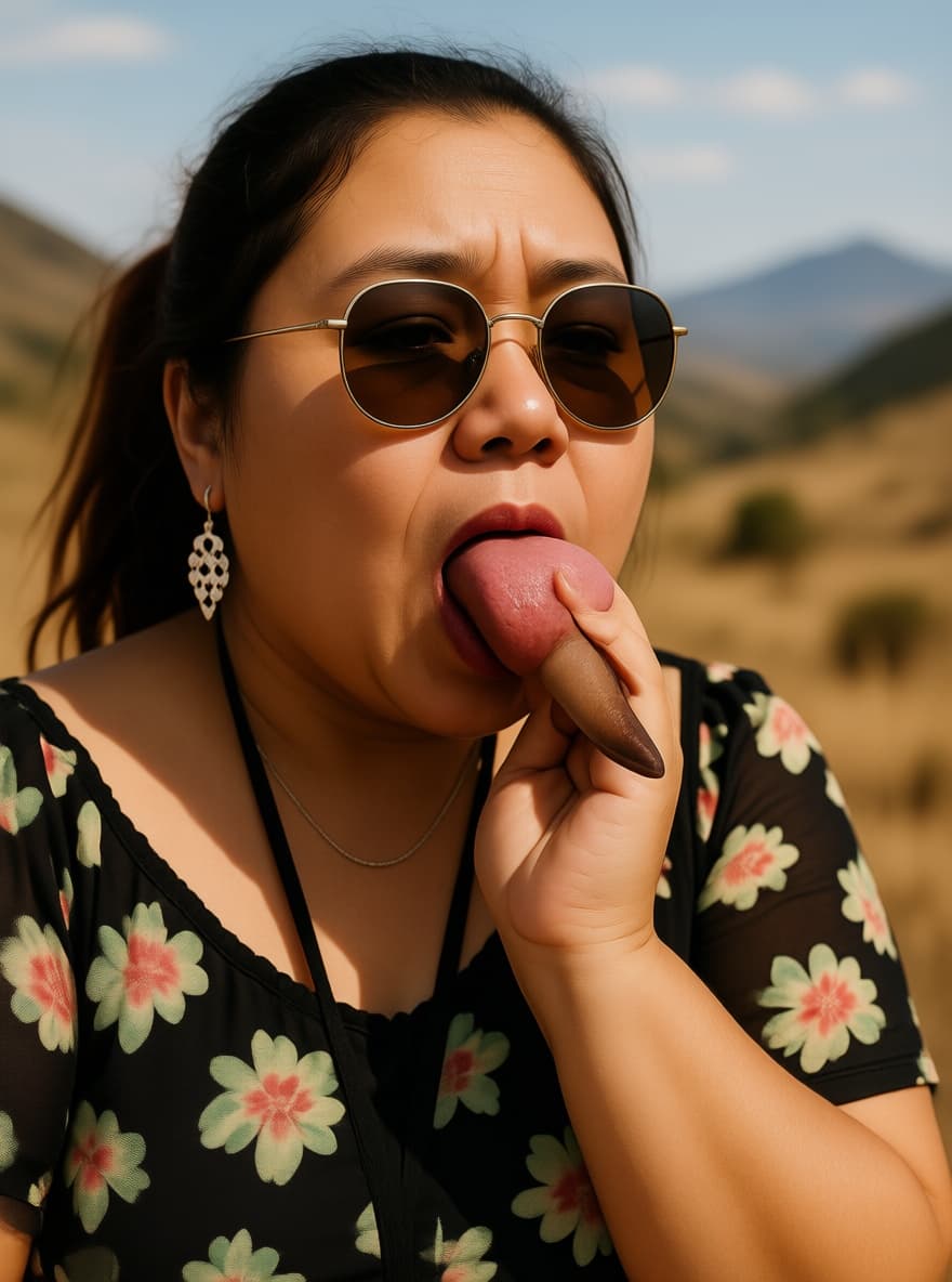 AI generated: NSFW. This photograph captures a close-up of a young burmese chubby woman with fair skin and brown h...