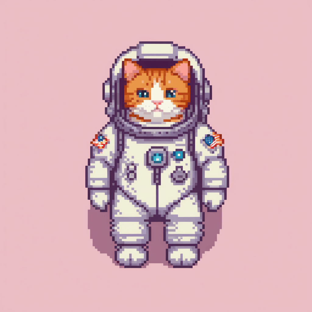 AI generated: Cute cat in astronaut suite space, SAI Pixel Art