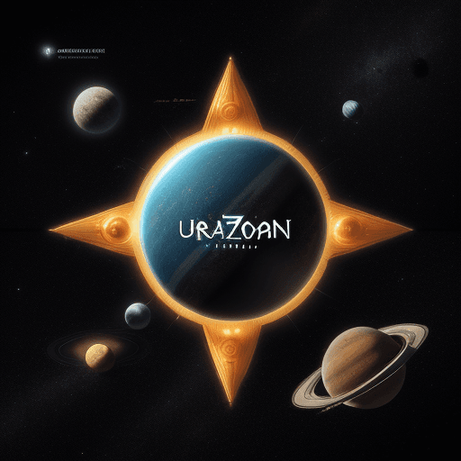 AI generated: A futuristic logo for an imaginary band called UtraZond with a solar system themed background and th...
