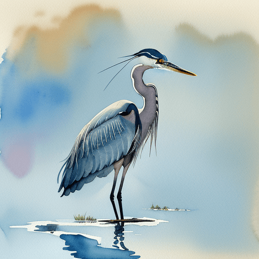 AI generated: watercolor blue heron isolated 