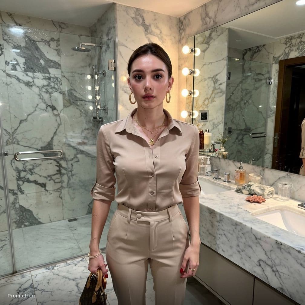 AI generated: 1 girl, solo, 18 years old, perfect european face, slim build, timeless elegance, medium breasts, ti...