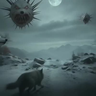 AI generated video: They dug into the hill. Bodies of shadow and blind eyes like pearls, Came up out of the hole, and re...