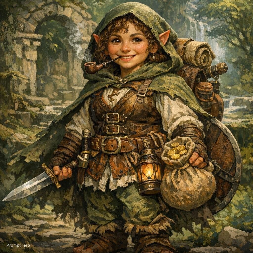 AI generated: Fantasy NPC in Dungeon and Dragons, Halflings