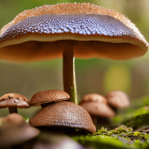 AI generated: photo
close-up
Ant perspective
Shiitake mushrooms in the forest
There is morning dew
drizzling
Light...