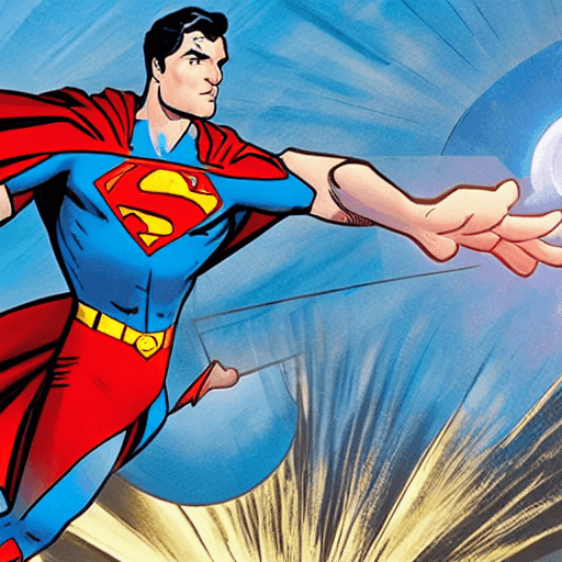 AI generated: superman charging energy from Sun

