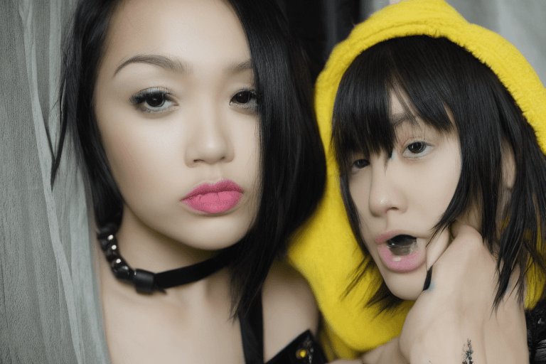 AI generated: (ultra realistic),best quality, ultra high res,((2 slim girls kissing)),bangs,asian,indoors,detailed...