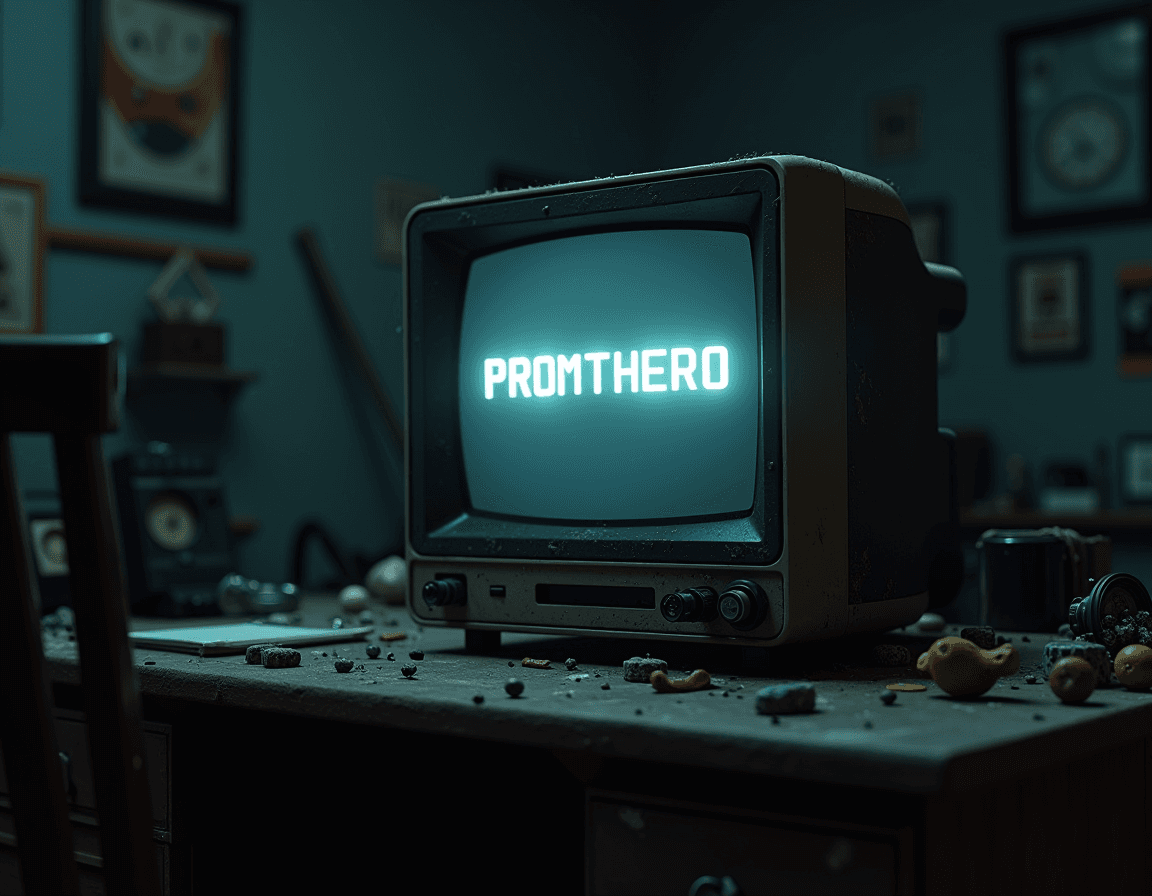 AI generated: detailed cinematic dof render of an old dusty detailed CRT monitor on a wooden desk in a dim room wi...