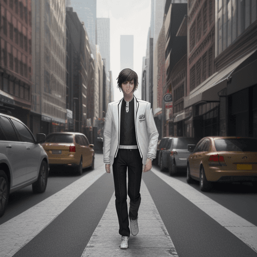 AI generated: photo, tennboys, white skin, dark hair, slim,, walk im the street of Neew York, hyperealisticphoto, ...