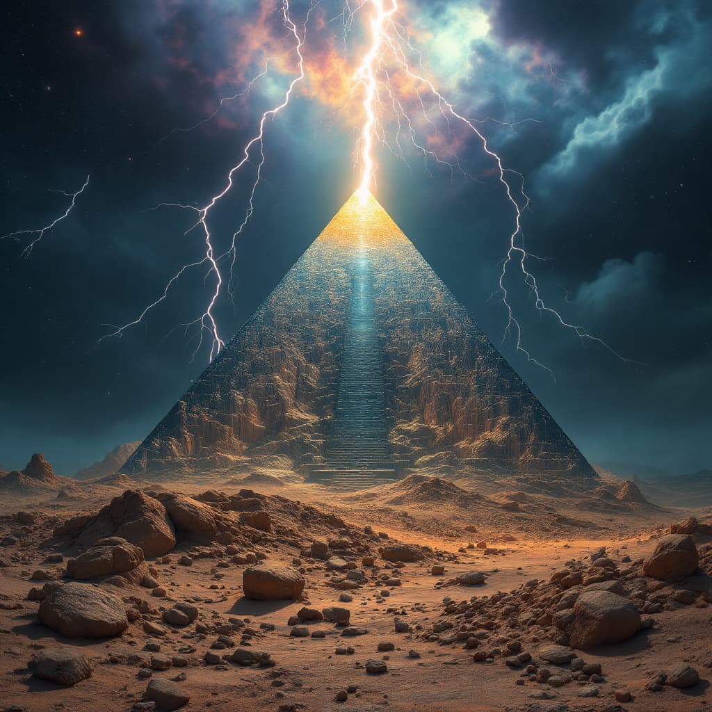 AI generated: After realizing it is a great place to build clear pyramids, which are surreal, trippy, and highly d...