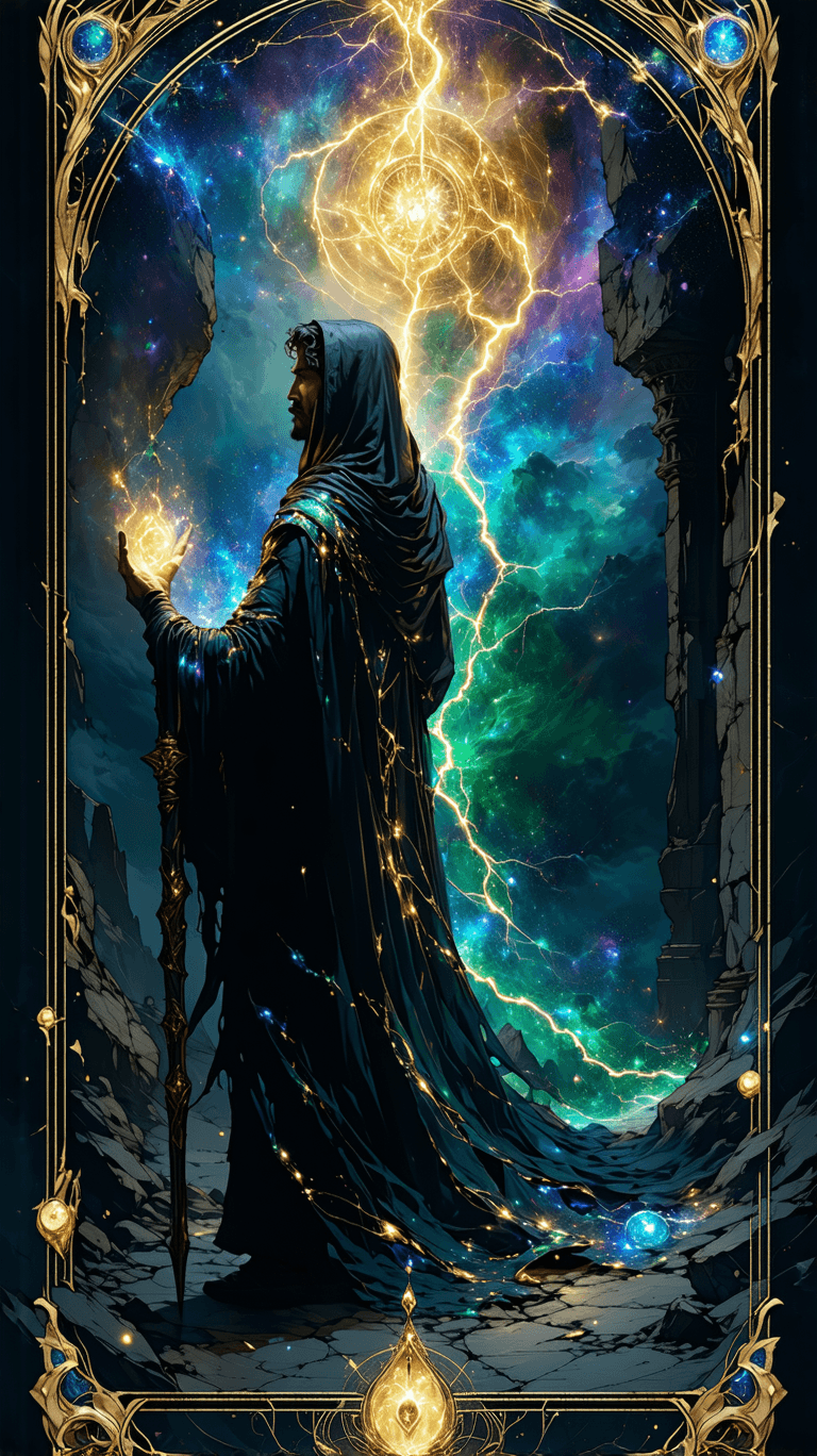 AI generated: Each Major Arcana card will feature hyper-realistic gold, opal quartz, neon hues, silver holographic...
