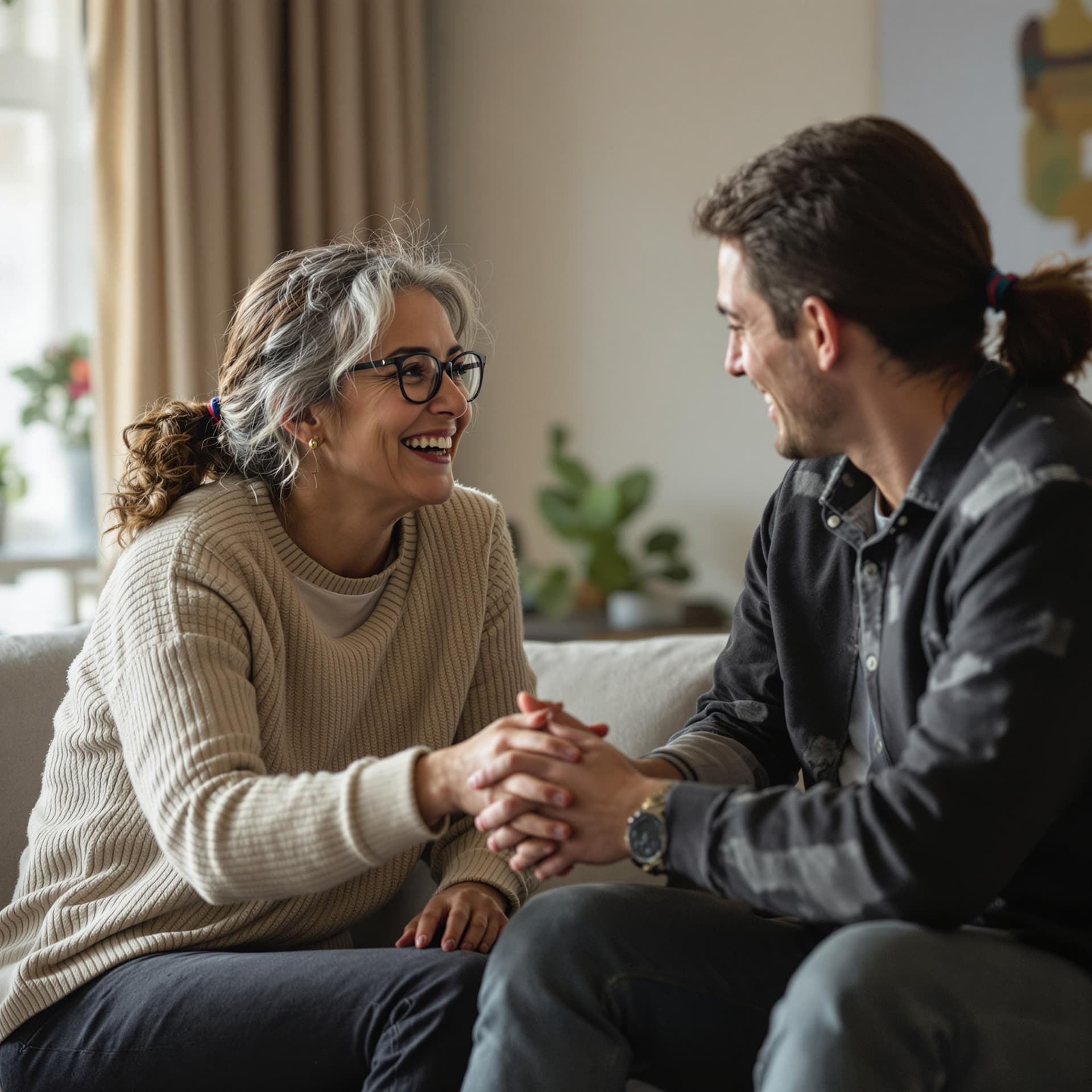 AI generated: Image of a caring relationship coach guiding two people through conversation tips, symbolizing empat...