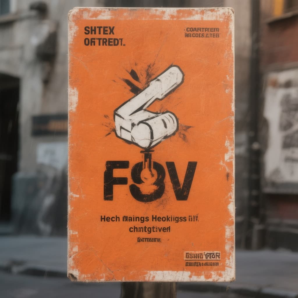 AI generated: announcement post about offine meeting. orange black white colors