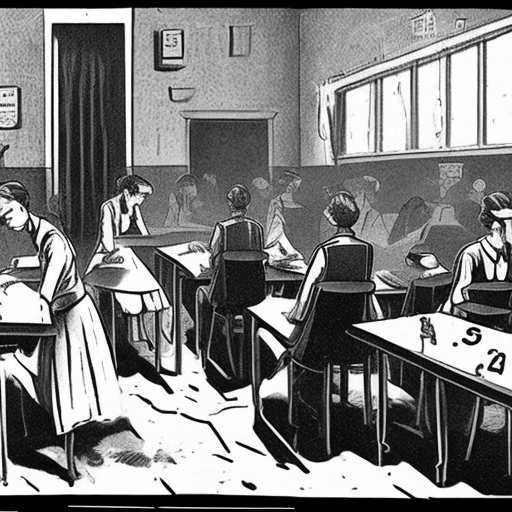 AI generated: high school students studying telekinesis in a magic school area in a society where the industrial r...