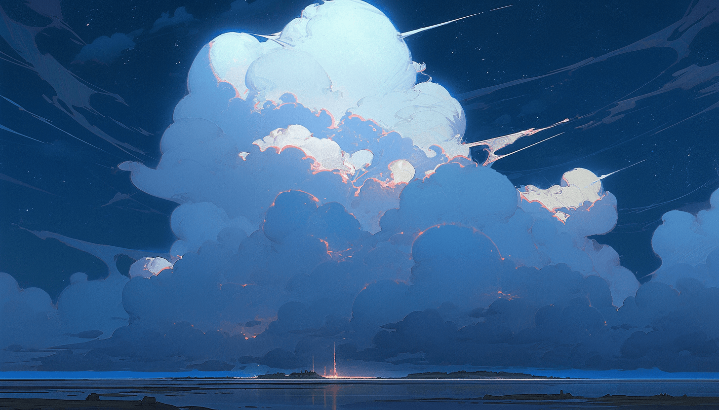 AI generated: starry skies, clouds, over crystal clear waters, stars reflecting in water, endless ocean, sea, magi...