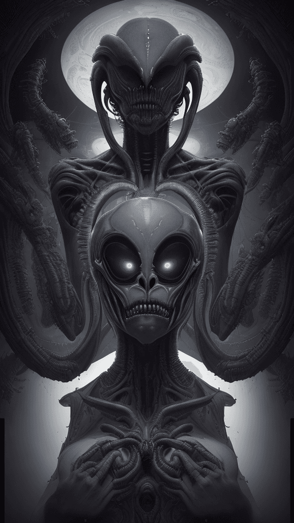 AI generated: "Captivating Xenomorph RFKTR-style headshot club card, a masterwork by H.R. Giger, invoking a profou...