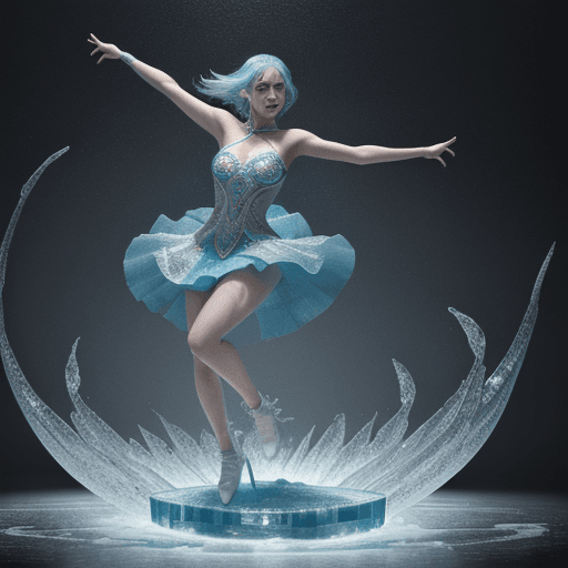 AI generated: A cheerful beautiful girl, dancing, drkms,(full body:1.1), on Thin Ice,drkms, water-bender,charybdis...