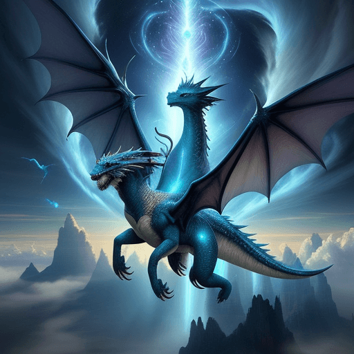 AI generated: An awe-inspiring vista of the heavenly realm, with divine beings soaring through the skies, elementa...