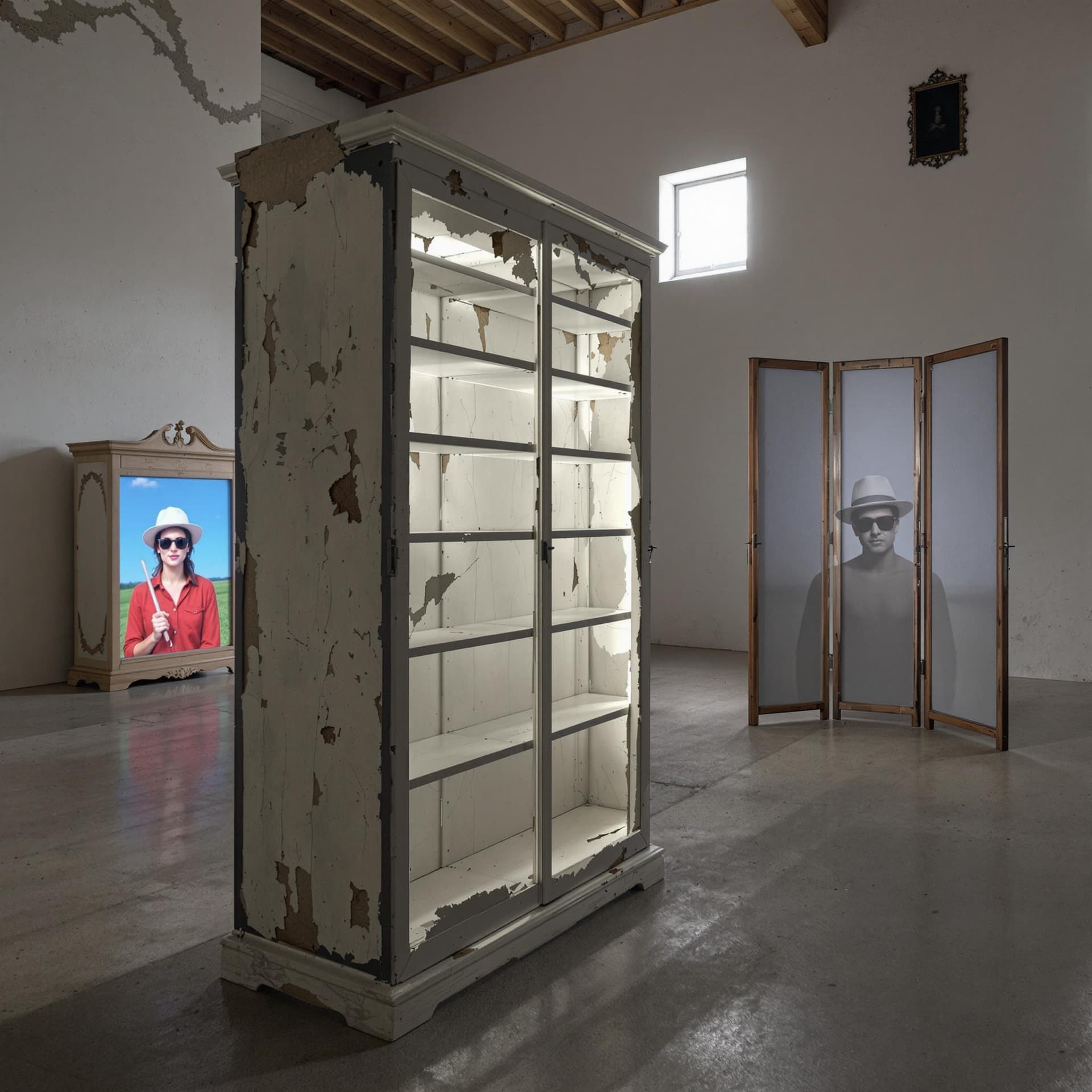 AI generated: generates an image that shows a space in perspective, seen from above. The exhibition is in a giant ...