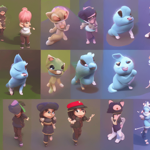 AI generated: furry, anthro, full body, isometric, 3d, cute, Little adorable chibi graphics, disney pixar Style, c...