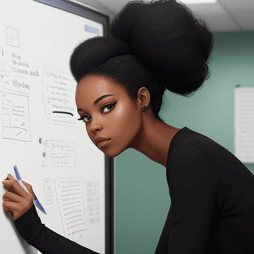 AI generated: a black lady resting on whiteboard